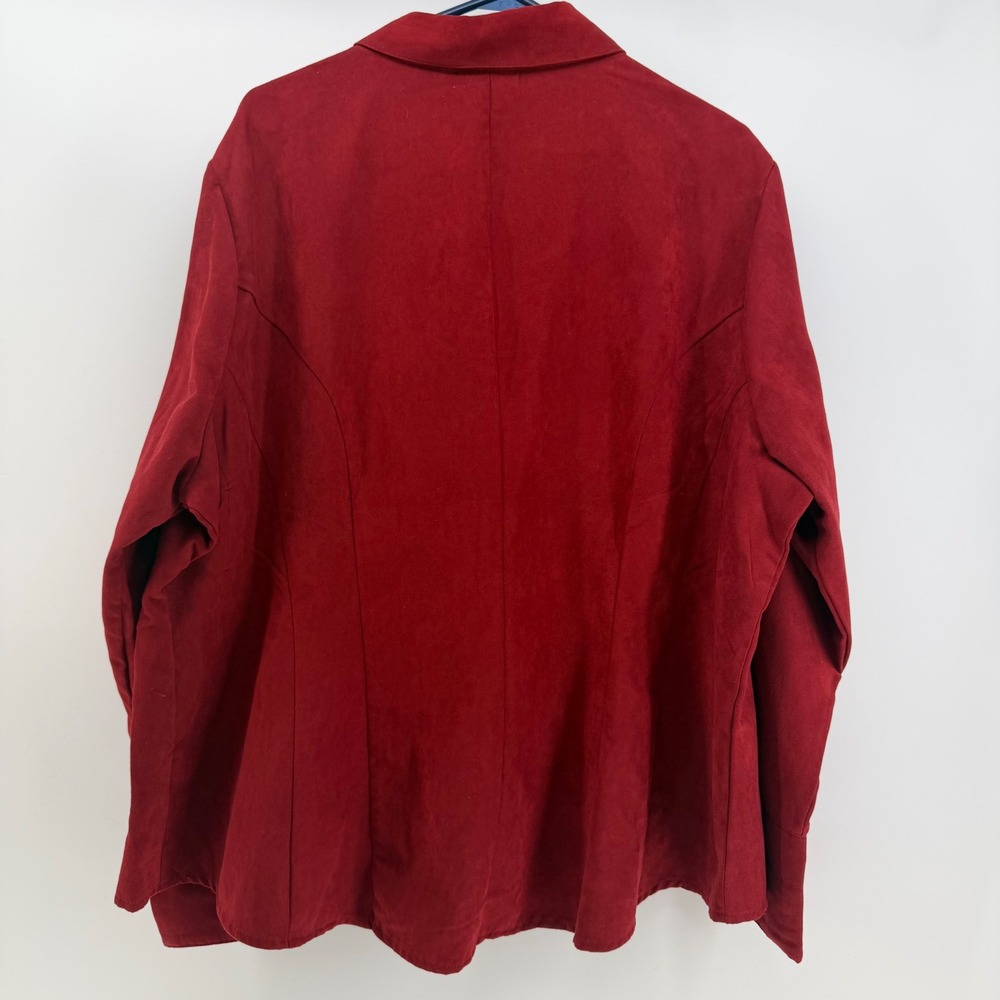 Cato Blazer Women 22/24 Deep Red Velour Faux Suede Button Up Old Money Office 2X - Picture 2 of 8